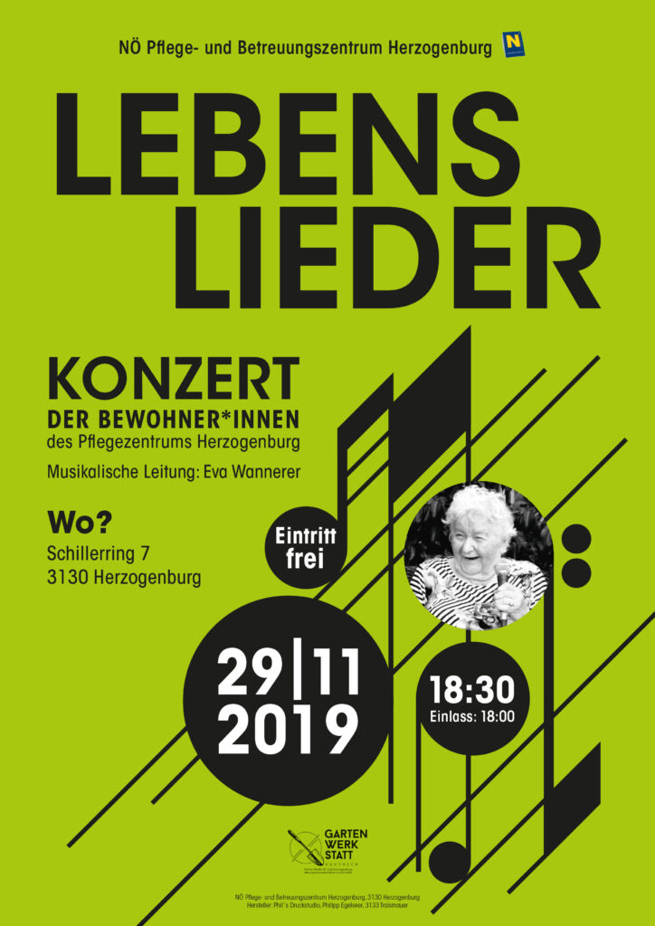 "Lebenslieder" mit Eva Wannerer, Mittwoch, 13.11.2019, 17 h
