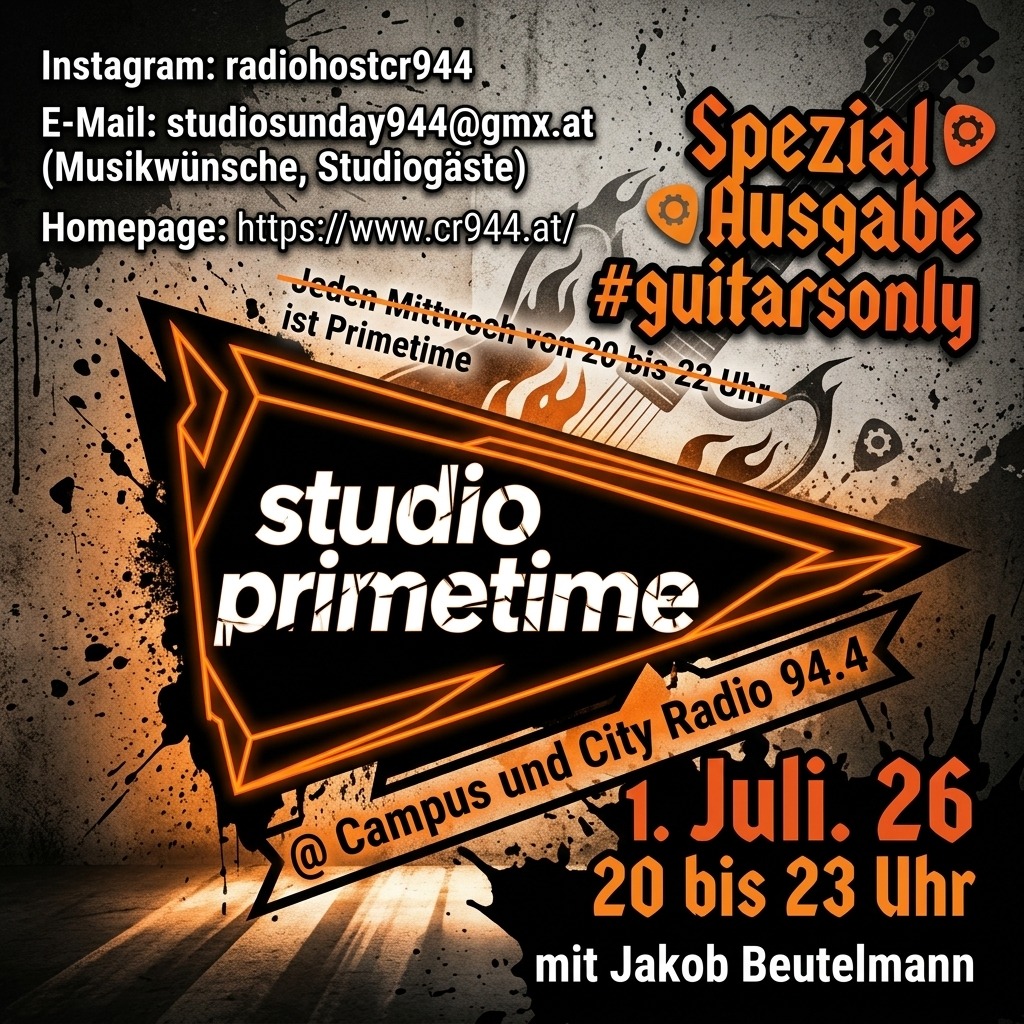 Studio Primetime Special #guitarsonly, Mi 1.juli 2026, 20-23 Uhr