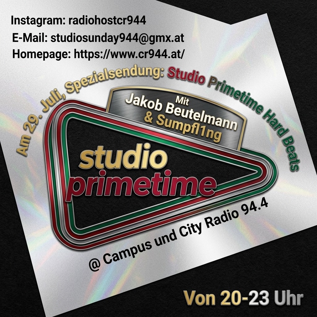 Studio Primetime Sommer Edition 2026 Special Hard Beats US & German Rap, Mi 29.Juli 2026, 20-23 Uhr